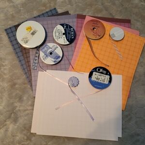 🩷 3/$15 20 Patterned Pieces Cardstock (8.5×11) & 7 Coordinating Ribbon Spools